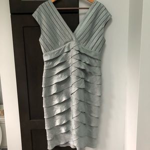 Gorgeous grey formal dress pleated detail!